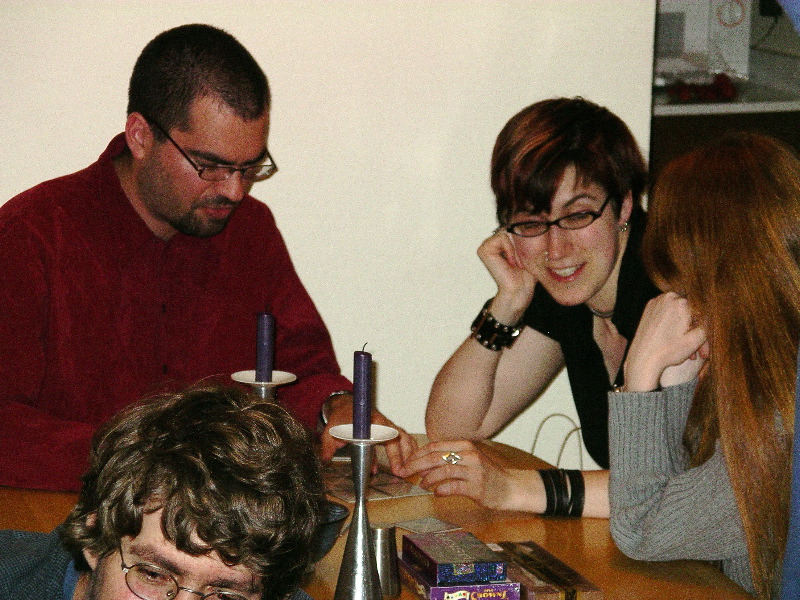 Playing a puzzle Molly brought