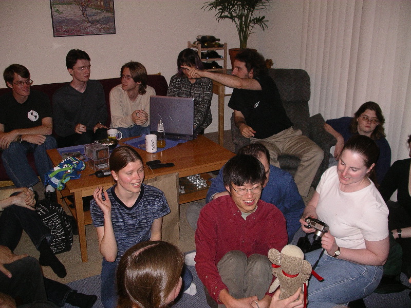 Morgan's new place - sock monkey talks to Sarah Ping and Linley