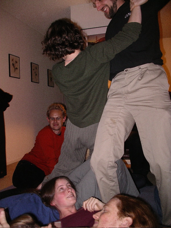 Josh attempts to position Morgan in cuddle pile. Nadia isn't so sure this is going to work...